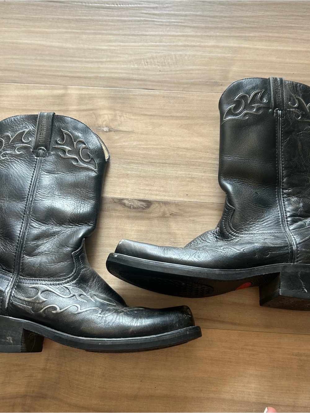 Durango Flame Square Toe Western Cowboy Boots Black Men's Sz 11 D Biker Grunge